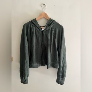 Aerie Offline cropped zip up green size XL